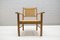 Modernist French Beech & Wicker Armchair, 1940s 1