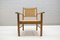 Modernist French Beech & Wicker Armchair, 1940s, Image 1