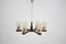 Large Vintage Wood and Cut Glass Chandelier, 1980s 1