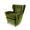 Mid-Century Italian Green Velvet Armchair, 1950s 1