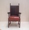 Large Antique German Oak, Cow Leather, & Varnish Lounge Chair, 1910s 3