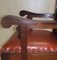 Large Antique German Oak, Cow Leather, & Varnish Lounge Chair, 1910s, Image 4