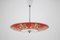 Red Glass Ceiling Lamp from Zukov, 1960s, Image 1