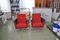 Fauteuils Vintage Rouges et Noirs, 1960s, Set de 2 1