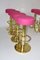 Mid-Century Polished Brass & Pink Skai Stool, 1960s 5