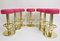 Mid-Century Polished Brass & Pink Skai Stool, 1960s 2