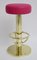 Mid-Century Polished Brass & Pink Skai Stool, 1960s, Image 1