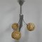Art Deco French Aluminum and Glass Ceiling Lamp with 3 Glass Shades, 1930s 13