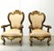Antique Italian Wooden Lounge Chairs, Set of 2, Image 2