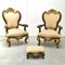 Antique Italian Wooden Lounge Chairs, Set of 2 1