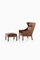 Danish Leather & Teak Model 2204 Lounge Chair & Model 2202 Ottoman Set by Børge Mogensen for Fredericia, 1950s, Set of 2 1