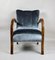 Art Deco Style Silver Velvet Armchair, 1960s, Image 9