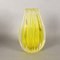 Gelbe Geriffelte Murano Glas Vase 1