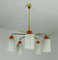 German Bakelite, Brass & Pressed Glass Chandelier, 1950s 1