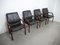 German Leather and Mahogany Armchairs, 1970s, Set of 4 2
