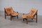 Leather Hunter Chairs by Torbjørn Afdal for Bruksbo, 1960s, Set of 3 1