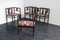 Vintage Italian Mahogany Armchairs and Ottoman, 1920s, Set of 4 1