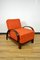 Chaise longue Art Deco in legno e cotone, anni '30, Immagine 2