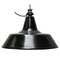 Lámpara colgante belga industrial vintage esmaltada en negro, años 50, Imagen 7