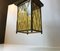 Danish Brass & Colored Glass Funkis Halequin Patterned Ceiling Lamp, 1940s 6