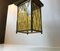 Danish Brass & Colored Glass Funkis Halequin Patterned Ceiling Lamp, 1940s, Image 6
