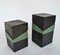 Vintage Sculptural Square Boxes Glazed in Green and Black, 1980s, Set of 2 7