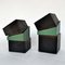 Vintage Sculptural Square Boxes Glazed in Green and Black, 1980s, Set of 2 3
