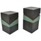 Vintage Sculptural Square Boxes Glazed in Green and Black, 1980s, Set of 2 1