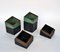 Vintage Sculptural Square Boxes Glazed in Green and Black, 1980s, Set of 2 4