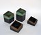 Vintage Sculptural Square Boxes Glazed in Green and Black, 1980s, Set of 2, Image 4
