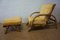 Verstellbarer italienischer Sessel & Fußhocker mit Gestell aus Bambus, 1960er 1