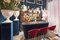 Red Noble Quilted Velvet Bay Stool with Blue Piping from VGnewtrend 3