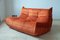 Vintage Orange Velvet Togo Living Room Set by Michel Ducaroy for Ligne Roset, 1980s, Set of 3 3