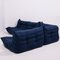 Blue Modular 3-Piece Togo Sofa Set by Michel Ducaroy for Ligne Roset, 1980s 3