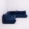 Blue Modular 3-Piece Togo Sofa Set by Michel Ducaroy for Ligne Roset, 1980s 2