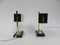 Small Mid-Century Brass, Black & White Bedside Table Lamps, 1950s, Set of 2 6