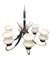 Mid-Century Italian Brass, Ebonized Wood & White Glass Chandelier from Stilnovo, 1950s 1