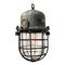 Vintage Industrial Grey Cast Aluminium & Clear Glass Cage Lamp, 1950s 1