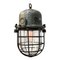 Vintage Industrial Grey Cast Aluminium & Clear Glass Cage Lamp, 1950s, Image 1