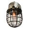 Vintage Industrial Grey Cast Aluminium & Clear Glass Cage Lamp, 1950s 2