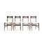 Italienische Mid-Century Esszimmerstühle mit weißem Samtsitz & Holzgestell, 1950er, 4er Set 1