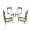 Mid-Century Italian White Velvet & Wood Dining Chairs, 1950s, Set of 4, Image 2