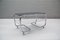 Vintage Chrome and Smoked Glass 2-Tier Coffee Table with Wheels, 1970s 2