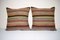 Stripy Wool Kilim Pillow Covers, Set of 2 1