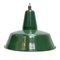 Lámpara colgante industrial vintage esmaltada en verde, años 50, Imagen 1