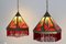 Amsterdam School Stained Glass Pendant Lights, 1930s, Set of 2 9