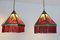 Amsterdam School Stained Glass Pendant Lights, 1930s, Set of 2 3