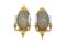 Oval Antique Louis XVI Style Glass & Gilt Bronze Wall Sconces, Set of 2 1