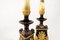 Restauration Style Black & Gilt Earthenware Candlesticks, Set of 2 4