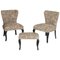 Art Nouveau Ebonized Walnut Armchairs and Ottoman Set, Set of 3, Image 1